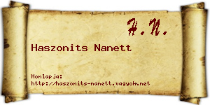Haszonits Nanett névjegykártya